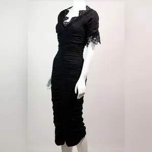 Dolce & Gabbana★素敵！Black Lace Dress Satin and lace calf-length slip dress in Black for Women